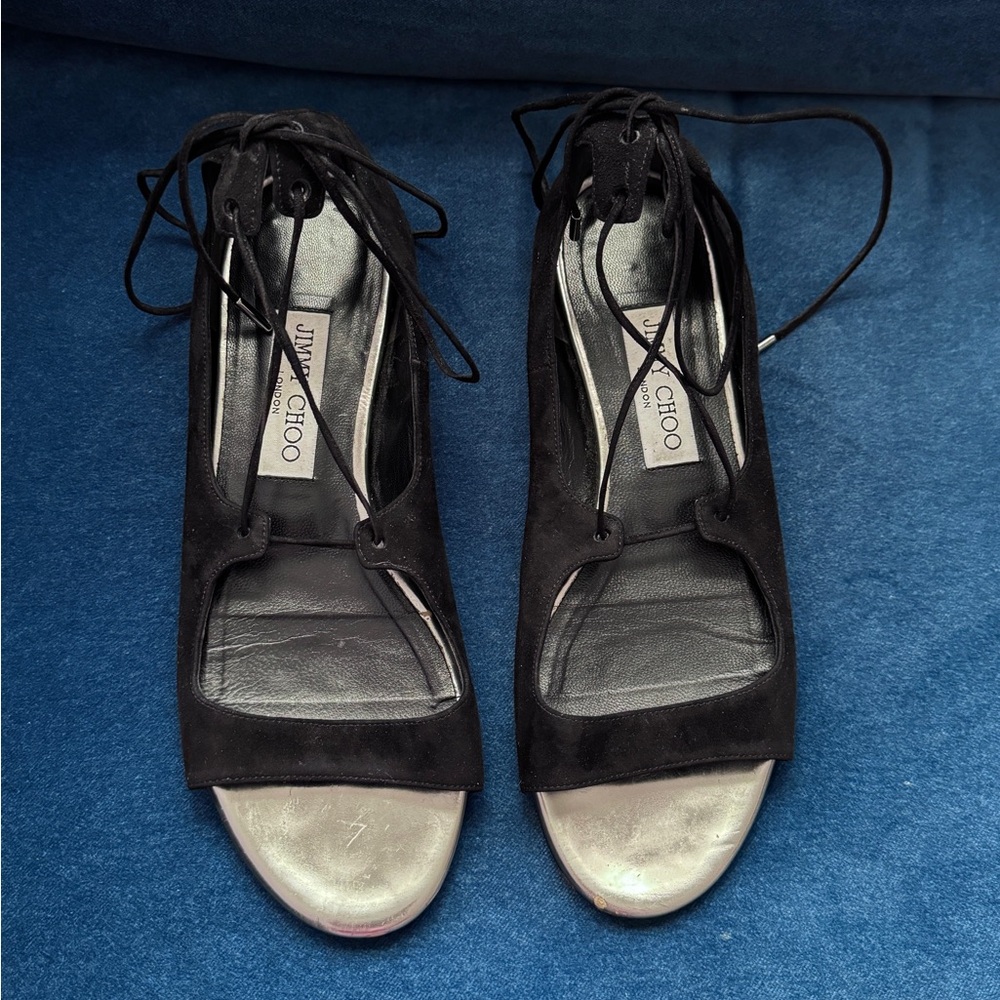 Jimmy Choo Women’s vernie suede lace up ballets flats Size 37